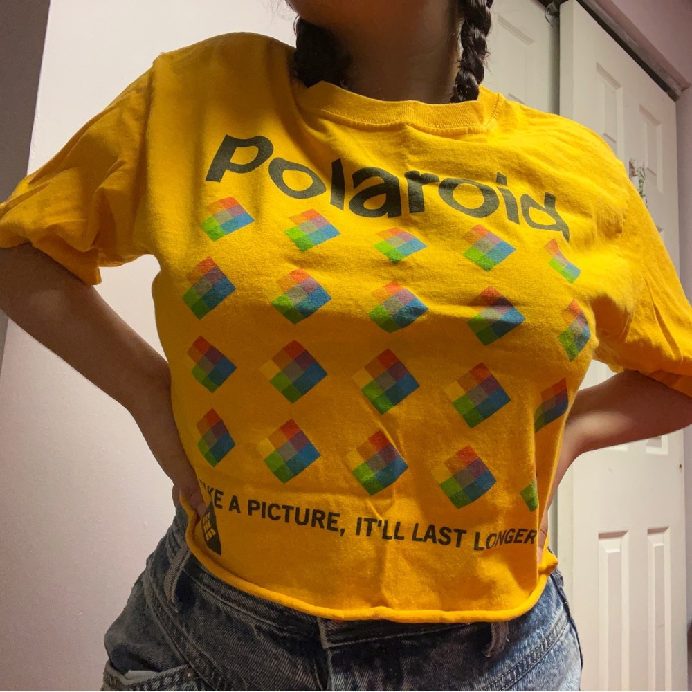Polaroid orange/yellowish crop top shirt